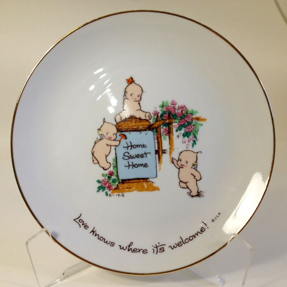 Vintage Kewpie Home Sweet Home 8" Collector's Edition Plate Gold Trim 1973